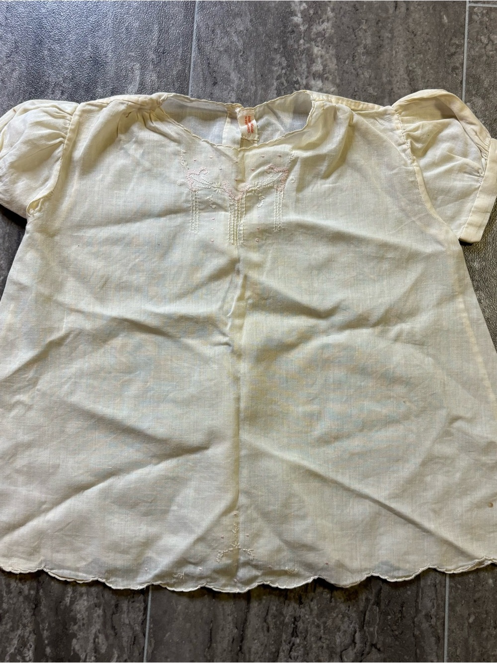 Vintage Handmade Baby Girl Cottagecore Dress Embroidered Puff Sleeve 12-18M